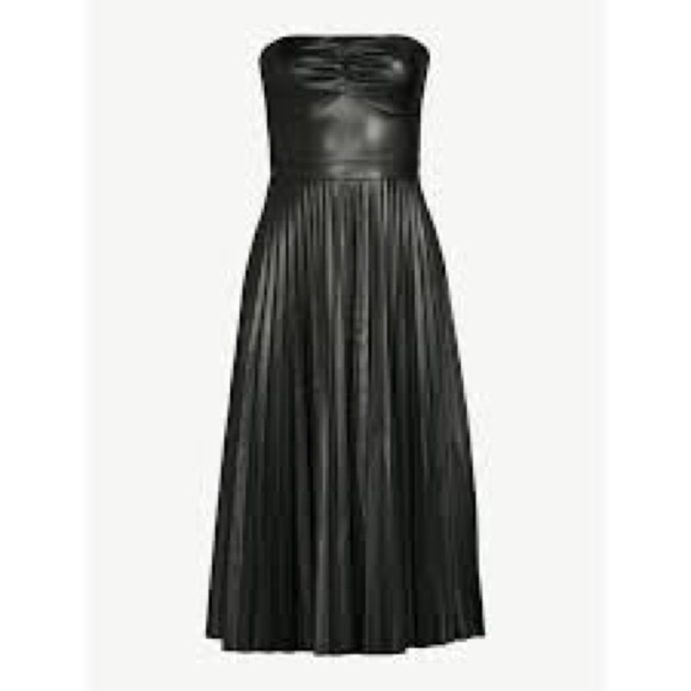 Scoop Elegant Black Faux Leather Strapless Dress NWT Small - Picture 2 of 7